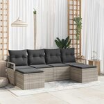 vidaXL Ensemble de canapé de jardin 6 Pièces Gris clair Poly rotin