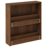 vidaXL Armoire à chaussures miroir à 2 niveaux Chêne marron 63x17x67cm