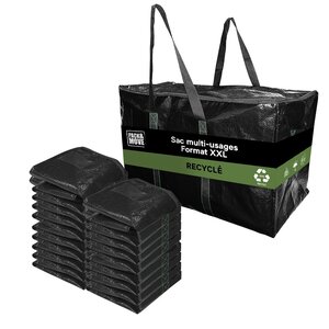 Pack and Move - Lot 16 Grands Sacs Déménagement Recyclé - Rangement Et Transport Ultra Résistant - Réutilisable - Poignées Solides - 100L
