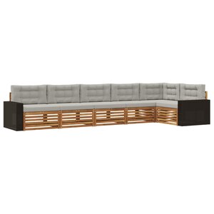 vidaXL Ensemble de canapés d'extérieur 6 pc Naturel et gris clair