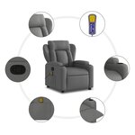 vidaXL Fauteuil inclinable de massage gris foncé tissu