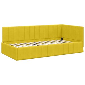 vidaXL Cadre de lit d'angle avec tête de lit Jaune 90 x 200 cm Velours