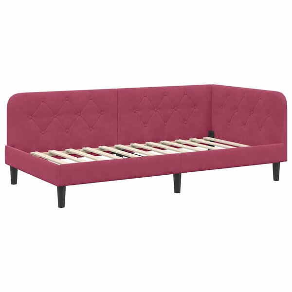 vidaXL Cadre de lit d'angle Bordeaux 100 x 200 cm Velours