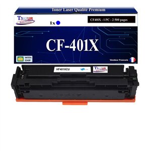 T3AZUR -Toner compatible avec CF401X (201X) pour HP Color LaserJet Pro M252dw M252n - Cyan