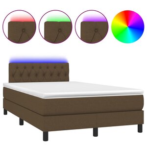 vidaXL Sommier à lattes de lit matelas et LED marron foncé 120x190 cm