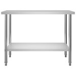 vidaXL Table de travail de cuisine avec étagère 120x60x150 cm Inox