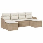 vidaXL Ensemble de canapé de jardin 6 Pièces Beige  blanc Poly rotin