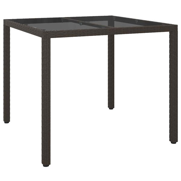 vidaXL Table de jardin pour repas Marron 90 x 90 x 75 cm Poly rotin