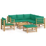 vidaXL Salon de jardin 8 Pièces avec coussins vert bambou