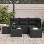 vidaXL Ensemble de canapé de jardin avec coussin 5 Pièces Noir