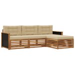 vidaXL Ensemble de canapés d'extérieur 4 pc Naturel et Beige Polyester