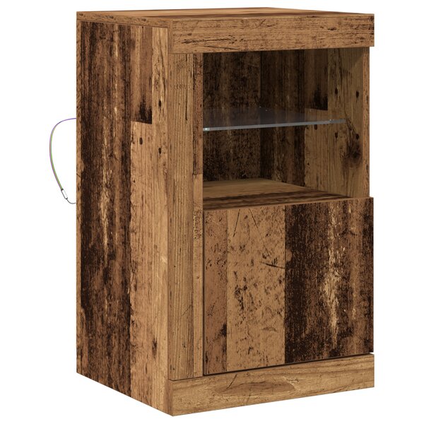 Buffet vidaXL avec éclairage LED en bois ancien 41x37x67 cm