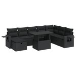 vidaXL Salon de jardin 9 Pièces avec coussins noir résine tressée