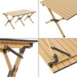 Set de table et 4 chaises de camping tissu Oxford 600D effet bois beige 03_0010694