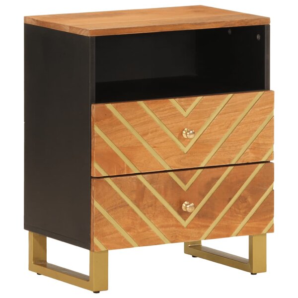 vidaXL Table de chevet marron et noir 50x33x60 cm bois manguier solide