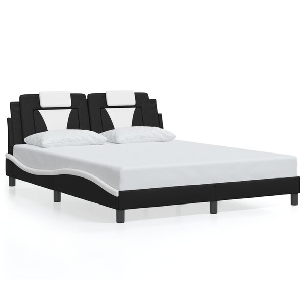 vidaXL Cadre de lit Viana sans matelas noir et blanc 160x200 cm similicuir