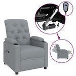 vidaXL Fauteuil inclinable électrique Gris clair Tissu