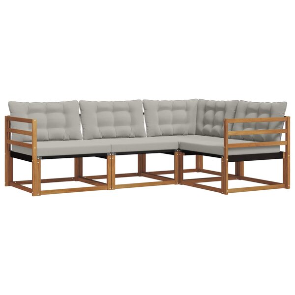 vidaXL Ensemble de canapés d'extérieur 4 pc Gris Naturel et Clair