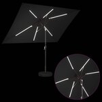 vidaXL Parasol de jardin avec lampes LED 200 x 300 cm Polyester Noir