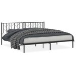 vidaXL Cadre de lit métal sans matelas avec tête de lit noir 200x200cm