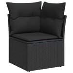 vidaXL Salon de jardin 7 Pièces avec coussins noir résine tressée