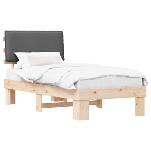 vidaXL Cadre de lit avec tête de lit rembourrée Gris foncé 90 x 190 cm