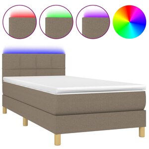 vidaXL Sommier à lattes de lit avec matelas LED Taupe 80x200 cm Tissu