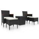 vidaXL Ensemble de bistro de jardin 5 Pièces poly rotin et verre trempé