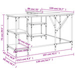 Bureau table poste de travail meuble d'ordinateur informatique étude sonoma 139 x 139 x 75 cm bois d'ingénierie gris 02_0023948