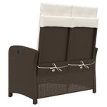 vidaXL Banc inclinable de jardin avec coussins marron résine tressée