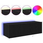 Meuble TV vidaXL avec éclairage LED Chêne noir 100x35x31 cm