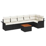 vidaXL Ensemble de canapé de jardin avec coussin 7 Pièces Noir et Crème