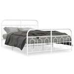 vidaXL Cadre de lit métal sans matelas et pied de lit blanc 135x190 cm