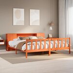 vidaXL Lit bibliothèque sans matelas cire marron 180x200cm bois massif