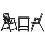 vidaXL Ensemble de bistro pliable 3 Pièces Plastique gris