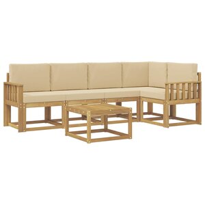 vidaXL Ensemble de canapés d'extérieur 6 Pièces Blanc et Beige