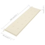 vidaXL Banc de jardin avec coussin crème 175 cm Bois de teck massif
