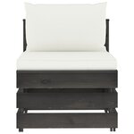 vidaXL Salon de jardin 7 Pièces avec coussins Bois imprégné de gris