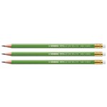 Lot de 3 Crayons Graphite 100  FSC bout gomme HB STABILO