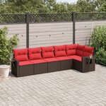 vidaXL Salon de jardin 6 Pièces avec coussins marron résine tressée