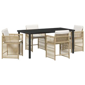vidaXL Ensemble de salle à manger pour jardin 5 Pièces Beige polyrotin