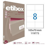 Boite de 100 feuilles a4 800 etiquettes cop/las/jet coins droits 105 x 70 mm blanc etibox