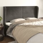 vidaXL Tête de lit avec oreilles Gris foncé 203x23x118/128 cm Velours