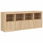 vidaXL Buffet avec lumières LED chêne sonoma 163x37x67 cm