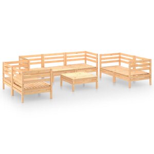 Salon de jardin meuble d'extérieur ensemble de mobilier 8 pièces bois de pin massif 02_0017824
