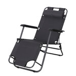 Chaise longue inclinable transat bain de soleil 2 en 1 pliant têtière amovible charge max. 136 Kg toile oxford facile d'entretien gris
