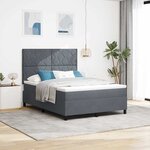 Lit Box Spring vidaXL avec Matelas & LED Gris Foncé 140x200 cm Velours