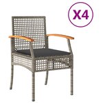 vidaXL Chaises de jardin coussins lot de 4 gris résine tressée acacia