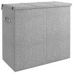 vidaXL Panier à linge pliable Gris 64 5x34 5x59 cm Tissu en faux lin