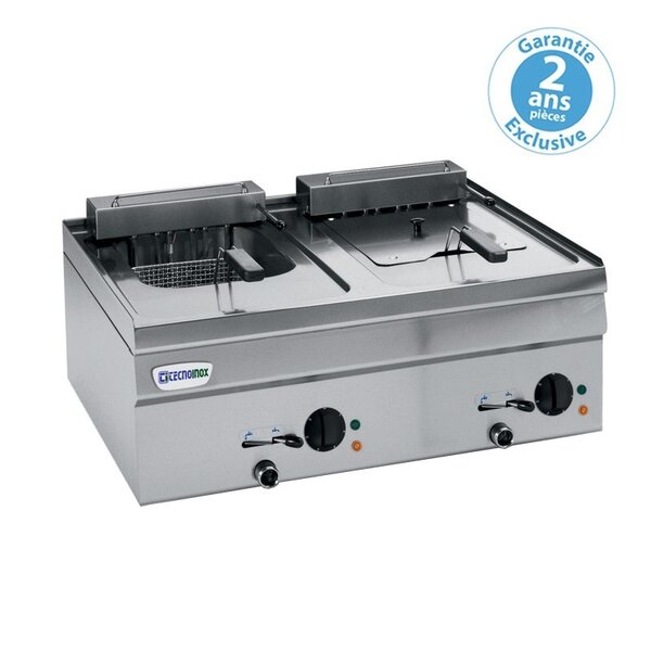 Friteuse gaz à poser - 2 x 8 litres - gamme 600 - tecnoinox -  - acier inoxydable 700x600x300mm